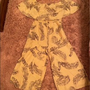 Tan/Yellow Cropped Jumpsuit by Sadie and Sage